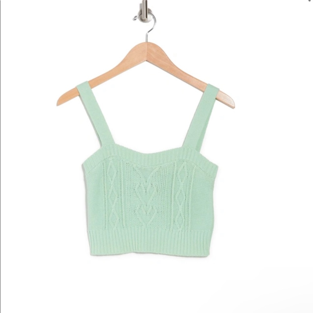Cable Knit Cropped Tank In Mint BCBGenerational